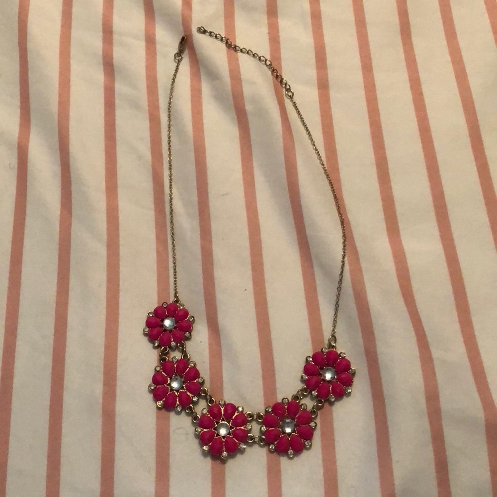 Hot pink flower necklace